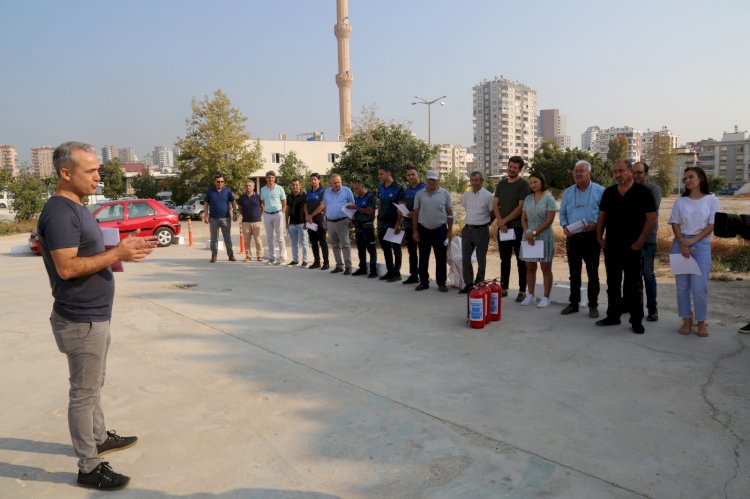 Mezitli Belediyesi çalışanlarına yangın tatbikatı